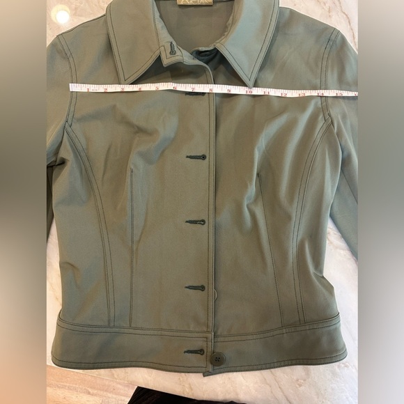 CACHE vintage green Stretch Fitted Military-Inspired blazer Jacket size 6 - Picture 8 of 11